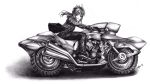  absurdres ballpoint_pen_(medium) fate/zero fate_(series) formal highres motor_vehicle motorcycle saber signature suit traditional_media vehicle vivsters 
