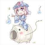  chibi hat hitodama katori_buta lowres open_mouth pink_hair rider riding saigyouji_yuyuko sandals short_hair skirt smile solo t-ray touhou triangular_headpiece wide_sleeves 