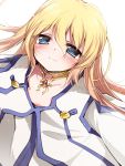  1girl blonde_hair blue_eyes blush choker coat collet_brunel hoshihuri long_hair smile solo tales_of_(series) tales_of_symphonia white_background 