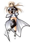  1girl absurdres black_legwear higa_yukari highres lily_strosek lyrical_nanoha mahou_senki_lyrical_nanoha_force simple_background single_thighhigh thigh-highs thighhighs 