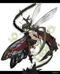  1girl antennae bifrst bug butterfly cape centipede dragonfly green_eyes green_hair highres mantis red_eyes short_hair solo touhou wings wriggle_nightbug 