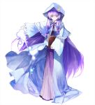  alternate_costume banpai_akira book bow capelet coat crescent dress energy hair_bow highres hood koumajou_densetsu koumajou_densetsu_2 long_hair long_sleeves patchouli_knowledge purple_eyes purple_hair ribbon solo touhou violet_eyes 