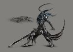 armor artorias_the_abysswalker damaged dark_souls full_armor gauntlets helmet highres knight male sword tominaga weapon 