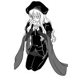  bad_id caren_hortensia caren_ortensia closed_eyes eyes_closed fate/hollow_ataraxia fate_(series) greyscale hat long_hair monochrome pantyhose praying satizaki solo thigh-highs thighhighs 