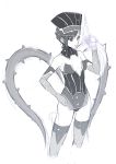  bare_shoulders blue_rose_(tiger_&amp;_bunny) boots breasts cleavage earrings elbow_gloves gloves greyscale gun halftone hat jewelry monochrome puyo short_hair sketch solo superhero thigh-highs thigh_boots thighhighs tiger_&amp;_bunny weapon work_in_progress 