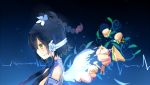  black_hair china flower flowers food green_eyes long_hair luo_tianyi vocaloid 