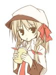  1girl cabbie_hat capelet cup drinking hat long_hair necktie original solo straw yuuhagi_(amaretto-no-natsu) 