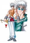  bleedman glasses inishi muscle solo sword weapon white_hair 