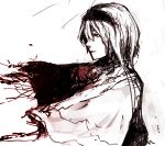  bad_id capelet hairband monochrome red red_eyes shawl touhou unknown_(artist) white_background wind 
