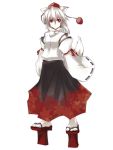  animal_ears detached_sleeves geta hat highres inubashiri_momiji red_eyes sandals short_hair silve silver_hair smile solo tail tengu-geta tokin_hat touhou transparent_background wolf_ears wolf_tail 