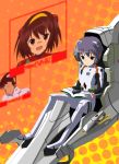  ayanami_rei_(cosplay) book cosplay hair_ribbon highres ikari_shinji ikari_shinji_(cosplay) kyon missacula nagato_yuki neon_genesis_evangelion parody plugsuit reading ribbon souryuu_asuka_langley souryuu_asuka_langley_(cosplay) suzumiya_haruhi suzumiya_haruhi_no_yuuutsu 