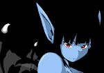  blue_skin lilim_(monster_farm) looking_at_viewer monster_farm monster_girl pointy_ears red_eyes shi_yusu smile solo wings 