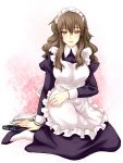  apron bags_under_eyes brown_hair cuffs dress enmaided gun handcuffs kiyama_harumi long_hair maid maid_headdress pantyhose piku to_aru_kagaku_no_railgun to_aru_majutsu_no_index weapon white_legwear white_pantyhose yellow_eyes 