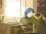  blue_hair casual closed_eyes desk hoodie kaito male sabu_(sa-bu) sleeping solo vocaloid wallpaper yuuki_(piapro) 