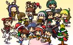  akizuki_ritsuko amami_haruka animal_costume antlers bell book bunny cake cat chibi christmas christmas_tree everyone food futami_ami futami_mami ganaha_hibiki hagiwara_yukiho hat hoshii_miki idolmaster idolmaster_(classic) kikuchi_makoto kisaragi_chihaya minase_iori miura_azusa ornaments otonashi_kotori pastry plate rabbit reindeer_costume santa_costume santa_hat shijou_takane star takatsuki_yayoi tinsel wallpaper yuutousei 