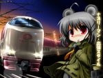  animal_ears grey_hair inyu inyucchi mouse_ears nazrin night red_eyes solo touhou train translation_request 