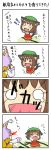  &gt;:3 4koma :3 animal_ears blood camera cat_ears cat_tail chen chibi comic face fang fox_ears fox_tail jumping kakushiaji multiple_tails nosebleed nyan o_o red_eyes tail tears touhou translated viewfinder yakumo_ran 