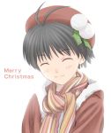  black_hair christmas closed_eyes hat idolmaster kikuchi_makoto nekopuchi short_hair smile solo 