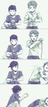  4koma character_request comic controller game_controller male multiple_boys open_mouth playing_games shiro_(reptil) short_hair tennis_no_ouji-sama 