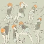  1boy bird character_request male orange_hair shiro_(reptil) short_hair sketch tennis_no_ouji-sama 