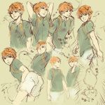  1boy bird character_request male orange_hair shiro_(reptil) short_hair sketch tennis_no_ouji-sama translation_request 