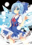  blue_eyes blue_hair blush bow cirno crystal hair_bow highres ice ice_wings puffy_sleeves short_hair short_sleeves smile solo touhou wings yuimari 