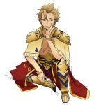  archer_(fate/prototype) armor bangle blonde_hair bracelet chibibro colored colorfag earrings fate/prototype fate_(series) faulds greaves highres jewelry male pauldrons red_eyes shirtless short_hair 