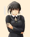  1girl amagami black_hair blazer bust female sasaki_akira_(ugc) school_uniform simple_background solo tan_background trembling tsukahara_hibiki 