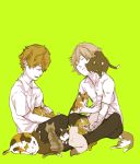  2boys cat character_request male multiple_boys shiro_(reptil) short_hair simple_background sitting tennis_no_ouji-sama too_many_cats 