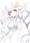  blush bust coo crescent hat highres long_hair patchouli_knowledge purple_eyes purple_hair simple_background sketch solo touhou violet_eyes white_background 