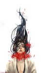  black_hair brown_eyes copyright_request flower lips long_hair male mask phong_anh solo spider_lily watermark 