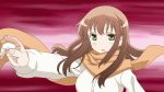  artist_request brown_hair cardigan green_eyes ha96ken long_hair mahjong mahjong_tile matsumi_yuu ribbon saki saki_achiga-hen scarf solo 