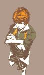  1boy character_request from_above male orange_hair shiro_(reptil) short_hair simple_background solo tennis_no_ouji-sama 