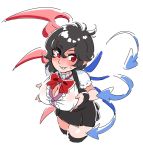  alternate_breast_size asymmetrical_wings black_hair black_legwear breast_lift breasts cleavage houjuu_nue large_breasts mitsumoto_jouji red_eyes short_hair simple_background sketch smile solo thigh-highs thighhighs touhou white_background wings zettai_ryouiki 