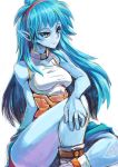  aosa_(momikin) blue_hair blue_skin celsius hairband highres long_hair looking_away pointy_ears sitting sleeveless solo tales_of_(series) tales_of_eternia 