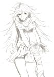  dress inu_(aerodog) long_hair looking_at_viewer monochrome panty_&amp;_stocking_with_garterbelt panty_(psg) smile solo undressing weapon 