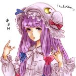  \m/ nurupoga patchouli_knowledge purple_eyes purple_hair simple_background sketch solo touhou translation_request violet_eyes white_background 