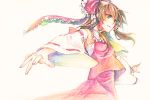  brown_hair colored_pencil_(medium) hakurei_reimu outstretched_hand riharac solo touhou traditional_media white_background 