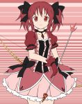  alternate_color arrow bow_(weapon) bubble_skirt choker colored gloves heart jewelry kaname_madoka looking_at_viewer magical_girl mahou_shoujo_madoka_magica pendant puffy_sleeves red_eyes red_hair redhead senkarasu serious short_hair short_twintails solo twintails weapon 