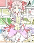  aizawa_chikage arrow bow_(weapon) bubble_skirt choker colored gloves heart jewelry kaname_madoka looking_at_viewer magical_girl mahou_shoujo_madoka_magica pendant puffy_sleeves serious short_hair short_twintails solo twintails weapon 