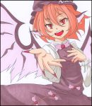  animal_ears border claws dress fingernails hand_on_own_chest hat long_fingernails long_sleeves marker_(medium) mystia_lorelei nail_polish open_mouth outstretched_hand s-syogo shikishi solo touhou traditional_media white_background wings 