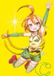  c.c._lemon c.c._lemon_(character) food_themed_clothes green_eyes looking_at_viewer open_mouth personification shimoda-kon simple_background smile solo yellow_background 