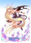  blue_eyes copyright_request highres horns kyougoku_touya long_hair smile solo very_long_hair wings 
