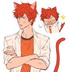  1boy animal_ears blush cat_ears cat_tail chibi crossed_arms fangs gekkan_shoujo_nozaki-kun kanapy kemonomimi_mode male mikoshiba_mikoto red_eyes redhead tail 
