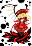  alternate_color alternate_costume black_gloves black_legwear blonde_hair colored_eyelashes crystal elbow_gloves fang flandre_scarlet gloves hat hat_ribbon highres long_sleeves open_mouth puffy_sleeves red_eyes ribbon side_ponytail solo sonjow4 thigh-highs thighhighs touhou wings zettai_ryouiki 