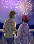  fireworks fukube_satoshi hand_holding holding_hands hyouka ibara_mayaka japanese_clothes kimono rito453 yukata 