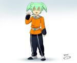  1boy closed_eyes fei_rune fingerless_gloves gloves green_hair inazuma_eleven_(series) inazuma_eleven_go inazuma_eleven_go_chrono_stone male mizuhara_aki open_mouth solo standing 