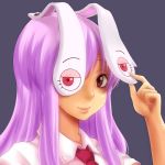  animal_ears ao_usagi bunny_ears bust long_hair looking_at_viewer lowres necktie purple_hair rabbit_ears red_eyes reisen_udongein_inaba simple_background smile solo touhou 