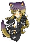  absurdres animal_ears black_legwear blonde_hair blush garter_belt garter_straps gradient_hair highres hijiri_byakuren long_hair long_sleeves multicolored_hair puffy_sleeves purple_hair reio smile solo tail thigh-highs thighhighs touhou white_background yellow_eyes 