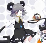  aho animal animal_ears basket capelet closed_eyes dowsing_rod dual_wielding eyes_closed grey_hair hat japanese_clothes jewelry kariginu long_sleeves mononobe_no_futo mouse mouse_ears mouse_tail multiple_girls nazrin open_mouth pendant red_eyes short_hair smile symbol-shaped_pupils tail tate_eboshi touhou wide_sleeves wink 